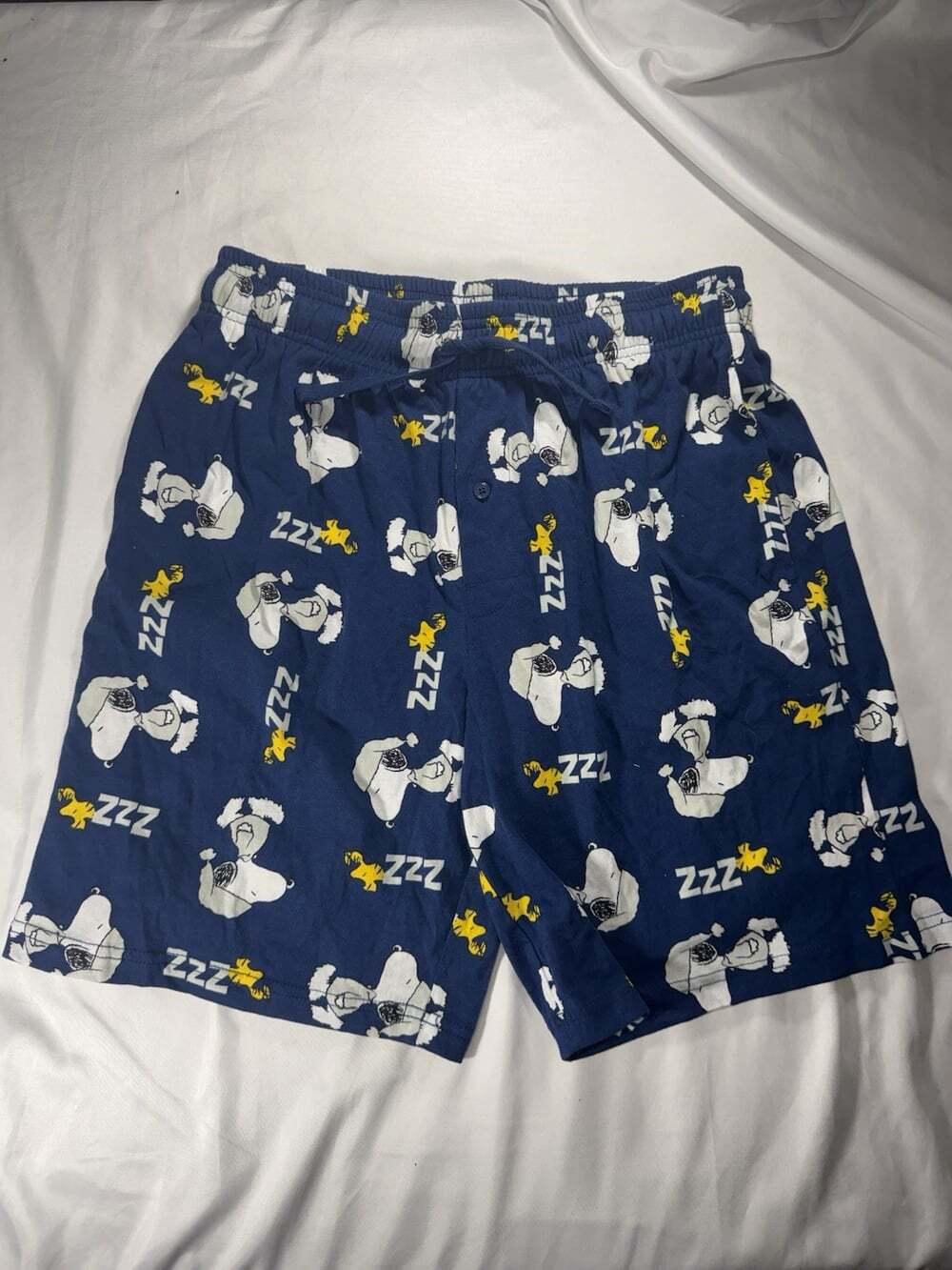 Peanuts Snoopy Men’s “Just Tired” Pajama Shorts - Navy Size Small